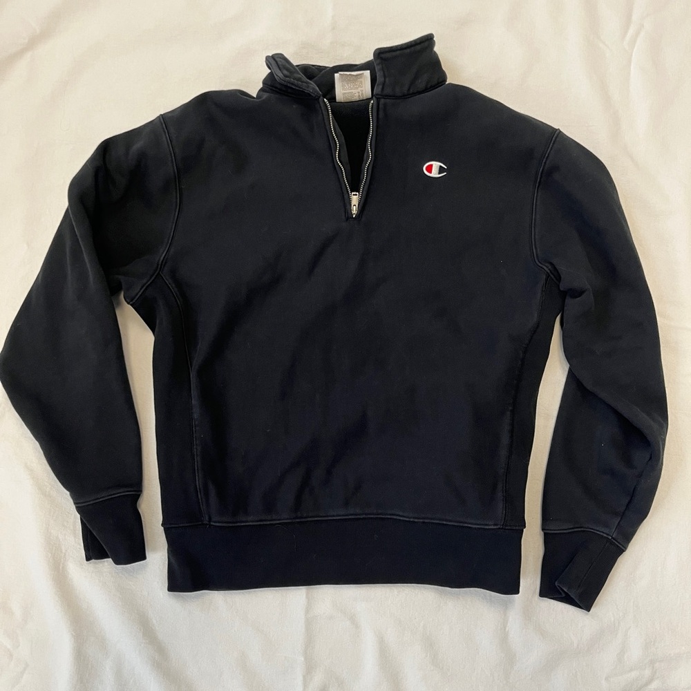 Men’s large Champion, black, quarter zip sweatshirt